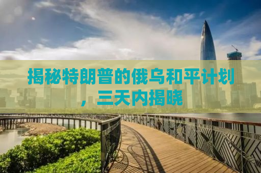 揭秘特朗普的俄乌和平计划，三天内揭晓